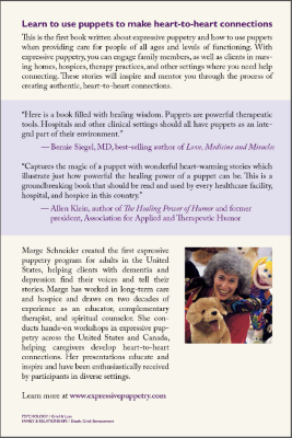 back cover of the book A Hand in Healing: The Power of Expressive 
Puppetry